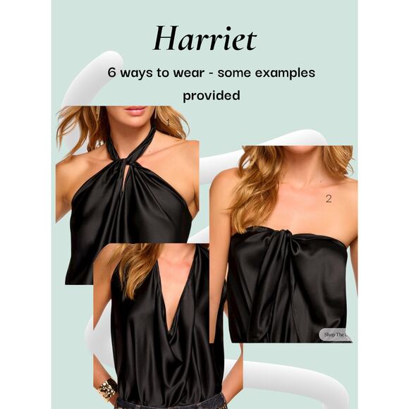 RAMY BROOK Top NEW Size S Harriet Silk Halter Tank Top Convertible Blue - Picture 3 of 6